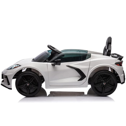 12V Licensed V8 Corvette Battery Powered Sports Kids Ride On Car – White