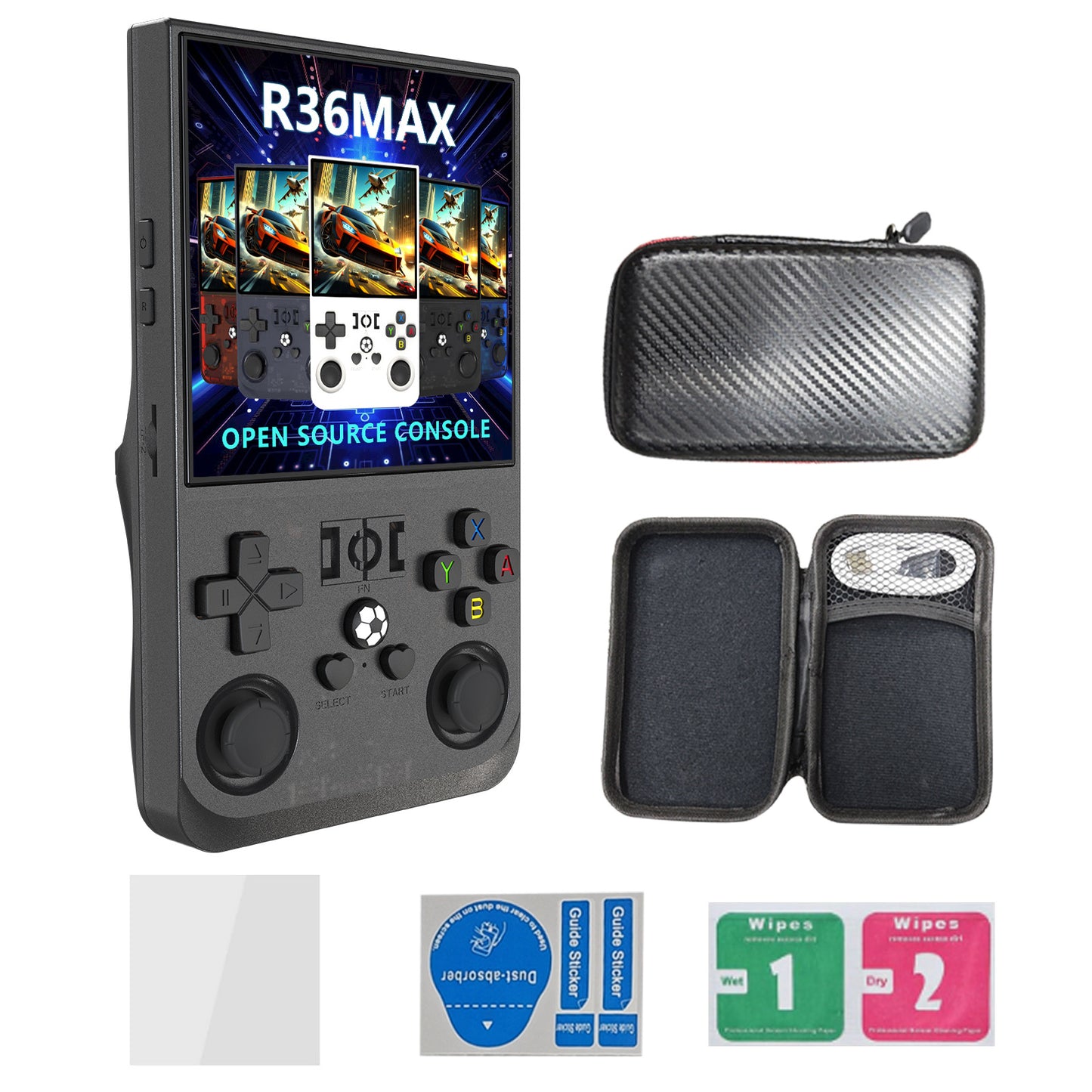 R36MAX Handheld Retro Game Console - 4.0 IPS Screen Open Source Linux 4000mAh Battery 30+ Emulators(black)"
