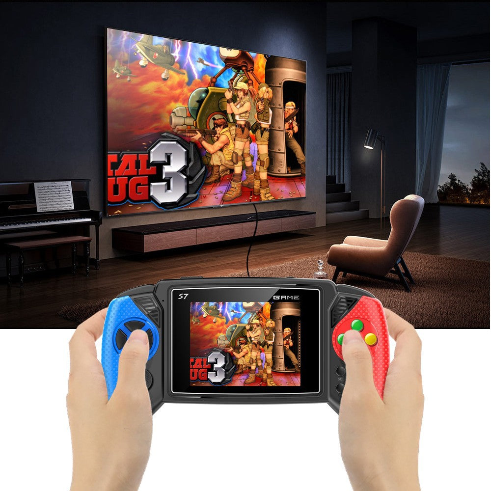 S7 Trendy Joystick Handheld Game Console - 620 Built-in Games, TV Output, Crystal Buttons & 2-Player Support(blue)