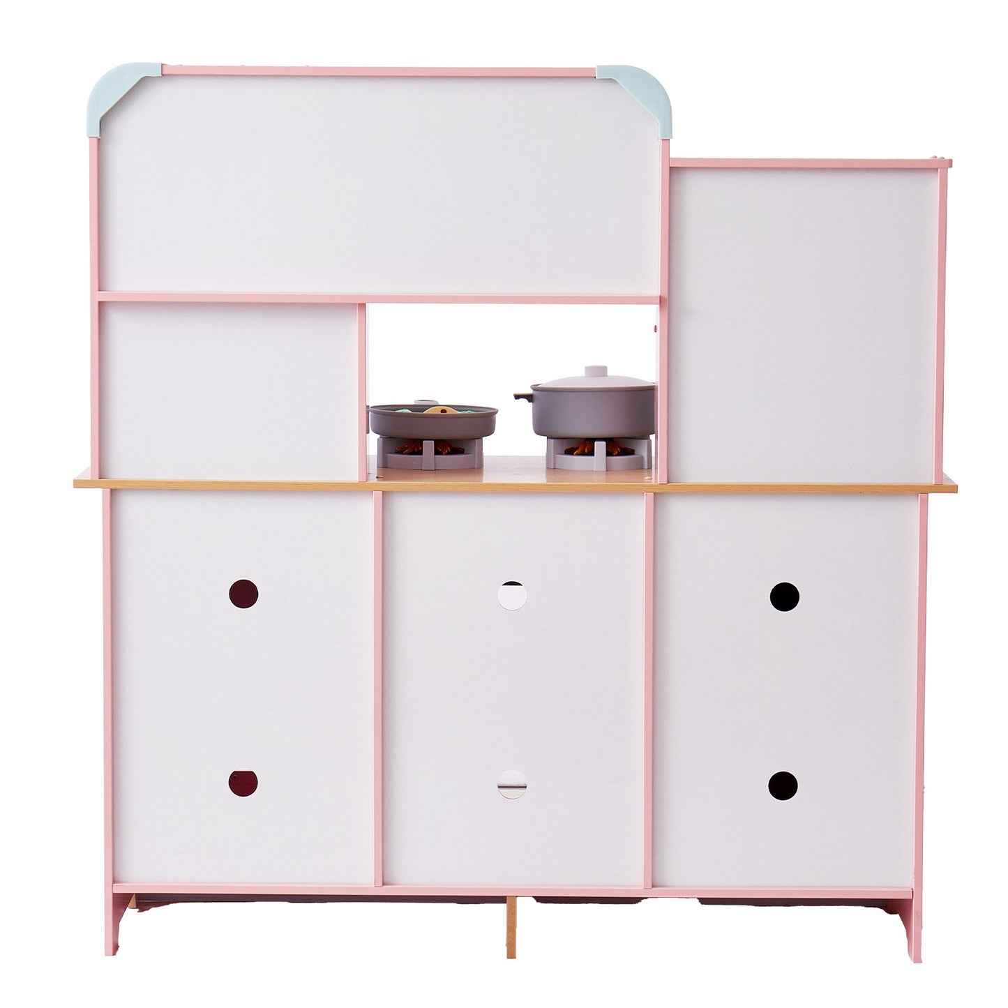 VEVOR Kitchen Playset Kids Pretend Cooking Play Toy 24 Piece Accessories Pink