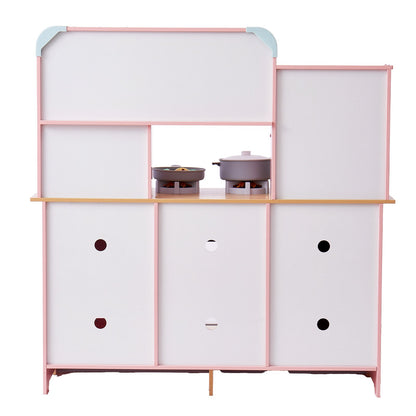 VEVOR Kitchen Playset Kids Pretend Cooking Play Toy 24 Piece Accessories Pink