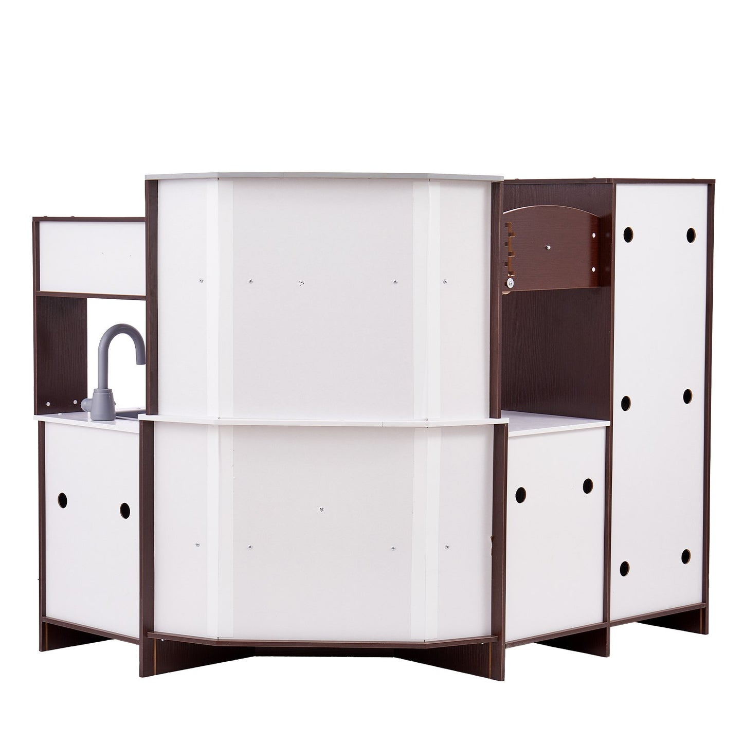 VEVOR Kitchen Playset Kids Pretend Cooking Play Toy 24 Piece Accessories Brown