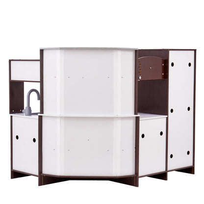 VEVOR Kitchen Playset Kids Pretend Cooking Play Toy 24 Piece Accessories Brown